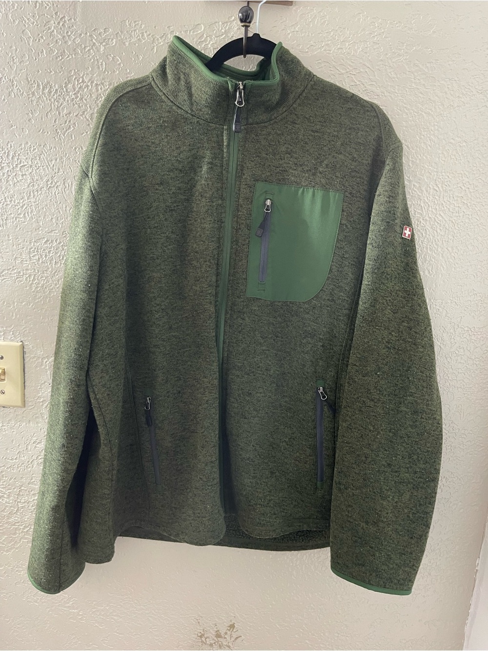 Swiss Tech Men's Olive Green Utility Full-Zip Fleece Jacket XL